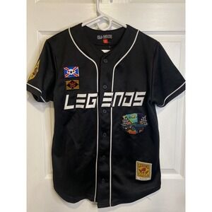 Black Pike Legends Jersey Men Size S Patches Graphic Cars Street Wear